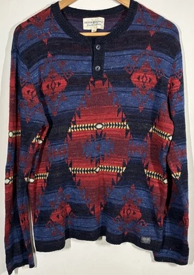 Denim & Supply Ralph Lauren Mens Large Jumper Navajo Knit Henley Vintage - Image 1 of 4