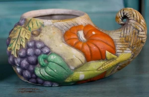 Vintage 1984 New Holland Horn of Plenty Füllhorn Thanksgiving Keramik Übertopf - Bild 1 von 16