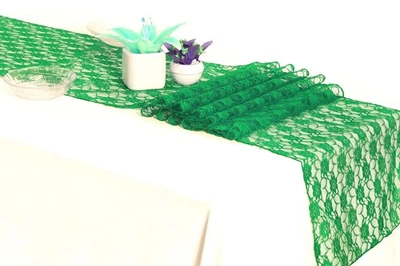 Lace Table Runner 10 Pack 12x108 inches Green for Wedding Party Decorations - Image 1 of 4