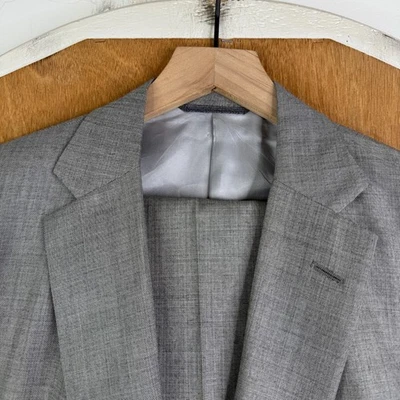 Traje Tom James Para Hombres 42L Gris 2 Botones Real Clásico Lona Lana Pantalones 40x31 Planos Foto 1 de 4