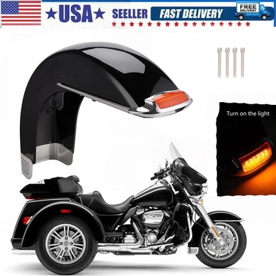 Vivid Black Front Fender Assembly For Harley Electra Glide Road King Baggers 14+ Foto 1 de 4