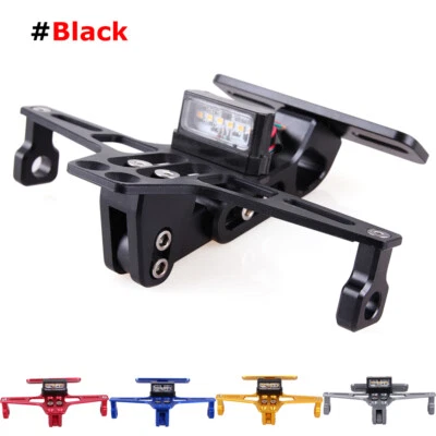 Guardabarros negro universal ordenado cola motocicleta luz LED soporte matrícula Foto 1 de 4