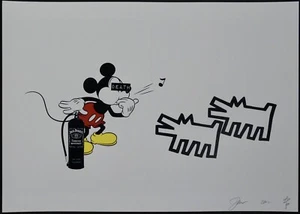 Death NYC ""Mickey Dogs"" firmado a mano limitado 100 ex Serigrafía 32 x 45 cm - Imagen 1 de 7