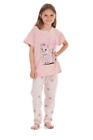 Cotton Pyjama Set Animal Printed Short Sleeve Soft Summer Crew Neck Nightwear