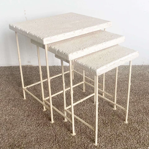 Postmodern Faux Coral Top Nesting Tables - Set of 3 Cover