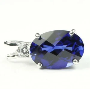 Colgante de plata de ley 925, zafiro azul creado, SP019 - Imagen 1 de 4