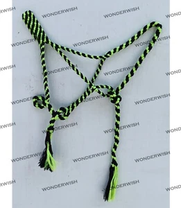 Nylon Green & Black Designer Horse Rope Halter With Lead 3 Sizes By Wonderwish - Picture 1 of 6