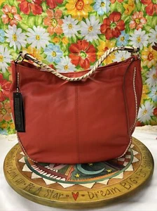 b makowsky Lederhandtasche orange. Geflochtener Griff. Weich. Magnetverschluss Neu - Bild 1 von 9
