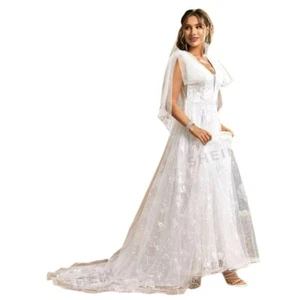 SHEIN Belle Blumen Schleife Netz Brautkleid weiß Damen Gr. XL/12 + Gratis Geschenk - Bild 1 von 7
