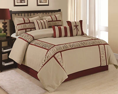 Juegos de edredón HIG 7 piezas MARMA con volantes y retazos gris topo Queen King Foto 1 de 2