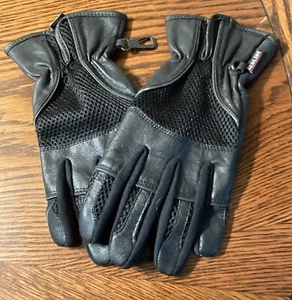 Women’s Redline Black Leather Motorcycle Riding Gloves - Size Medium - Picture 1 of 3