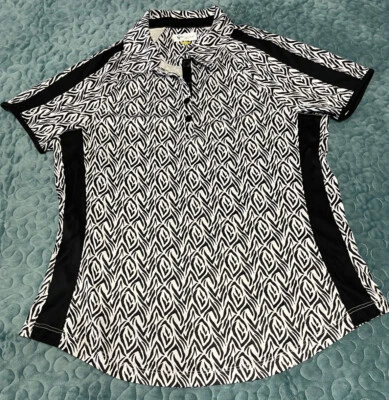 Женская рубашка для гольфа Greg Norman Play Dri размер S на пуговицах черно-белая с принтом зебра - Изображение 1 из 4