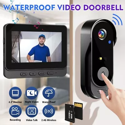 Wireless Video Door Bell Camera WiFi Phone Intercom System with Monitor Doorbell - Image 1 of 4