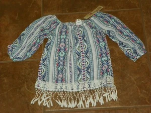NWT Girls MAGENTA Cream TOP 3/4 Or Long Sleeves SHIRT Size 5/6 Mayan Indian - Picture 1 of 4