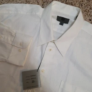Jhane Barnes White Button Down Long Sleeve Men's Size Tall 18.5 36/37 NWT - Picture 1 of 7
