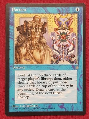 Magic The Gathering ICE AGE PORTENT blue card MTG - Image 1 of 2