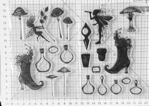 Fairy Stamps Work In harmony with Lavinia 2 STAMPS 6.5" x 4.5" Fairies,Bottles - Picture 1 of 3