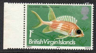 Sello de las Islas Vírgenes Británicas Scott 285 MNH 1c pez ardilla 1975 Foto 1 de 2