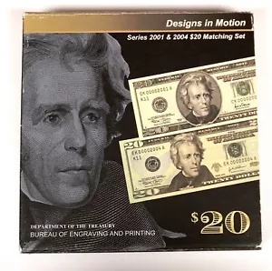 DESIGNS IN MOTION SERIES 2001 & 2004 $20 MATCHING SERIAL NUMBER SET 00007454 - Picture 1 of 6