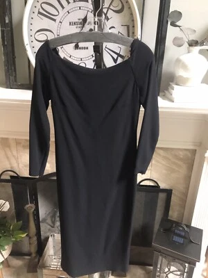 NEW NWT BURBERRY PRORSUM black midi dress with bow back - sz 40 / US 6 - Image 1 of 4