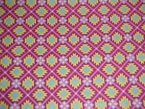Fabric Brother Sister Design Studio Cotton 2014 Tribal Pink/Aqua 20"X44" - Picture 1 of 5