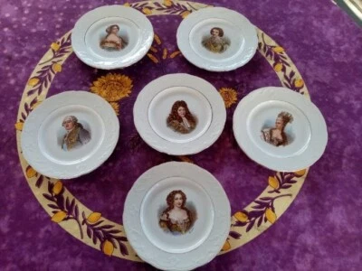 6 Assiettes anciennes Personnages Historiques Faïence de Saint Amand et Hamage  - Photo 1/4