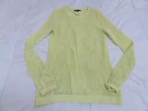 TOMMY HILFIGER PRETTY LEMON YELLOW LOOSE KNIT LONG JUMPER UK 8 - 10 CABLE BACK - Picture 1 of 11