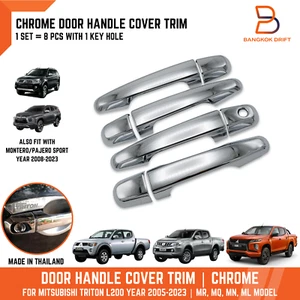 CHROME DOOR HANDLE COVER TRIM MITSUBISHI TRITON UTE ML MN MQ MR 05-23 4 DOORS - Picture 1 of 6
