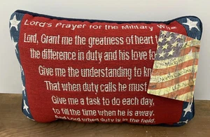 Lords Prayer For Military Wife Prayer Accent Throw Pillow NWT Made In USA - Picture 1 of 12