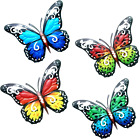 Metal Butterflies, 4 Pieces Butterfly Wall Decor Sculpture Colorful Garden Wall 