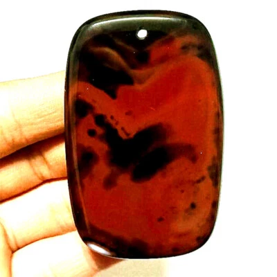 Natural Coffee Line Agate Rectangle Shape Pendants Bead Necklace DIY Jewelry - Image 1 of 2