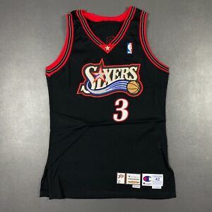 100% Authentic Allen Iverson Champion 99 00 76ers Game Jersey Size 42+2"