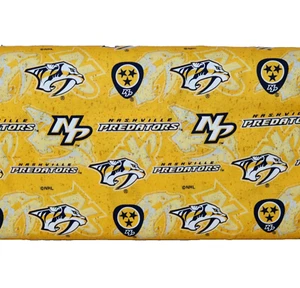 Nashville Predators ~ Logo On Logo Pattern NHL Cotton Fabric 1/4 Yard 9” X 44” - Picture 1 of 19