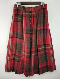 Gonna Mystree donna L lunga a quadri con bottoni accento orlo grezzo boho vacanza - Foto 1 di 13