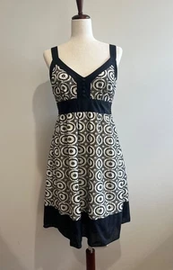 Cato Eyelet Lace Sundress Womens 8 Black/Ivory Fit and Flare - Picture 1 of 8