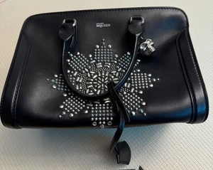 Alexander McQueen Skull Padlock Charm 2Way Bag Black Leather Auth From Japan RIN - Picture 1 of 24