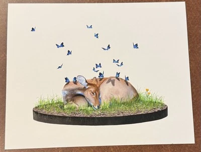 Josh Keyes Art Print DAWN II 2008 Poster Limited Edition COA Deer Nature Animals - Image 1 of 4