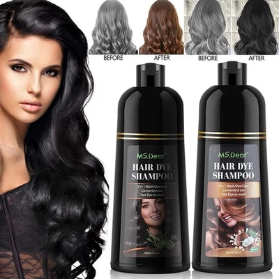 500ml Hair Instant Dye Shampoo Herbal Semi-Permanen Natural Colour for Grey Hair - Image 1 of 4