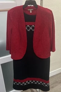 Abito Maya Brooke 2pz con giacca nero e rosso taglia 16W nuovo con etichetta - Foto 1 di 4