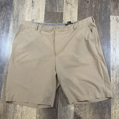 Pantalones Cortos Greg Norman Para Hombre 44 Beige Tostado 9” Entrepierna Golf Frente Plano Foto 1 de 4