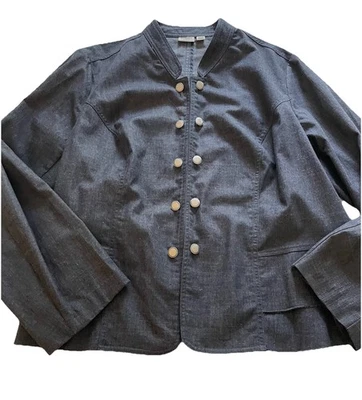 CATO 22/24W 3X Denim Jacket Blazer Military Style Button Accents Dark Wash - Image 1 of 4