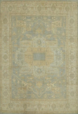 Grey Oushak Turkish Area Rug 8x10 Ft Transitional Vegetable Dye Wool Carpet - Image 1 of 4