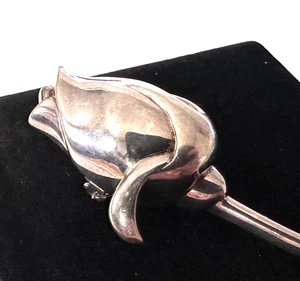 13g BIG Vintage Brooch Pin MARKED 925 STERLING SILVER Rose Flower Jewelry lot y - Picture 1 of 5