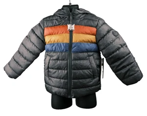 Abrigo de invierno acolchado chaqueta estilo retro a rayas gris talla 4 para niños - Imagen 1 de 7