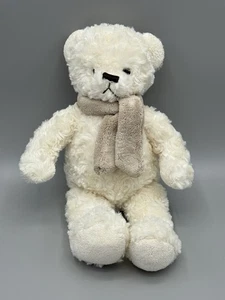 Brookstone NAP Teddy Bear White Cream In Tan Scarf Plush 12” Stuffed Animal - Picture 1 of 7
