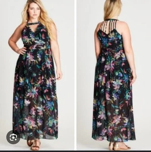 Floral City Chic Maxi Dress Size L 20 - Picture 1 of 4