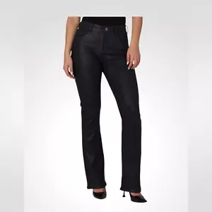 Women’s Lola Billie coated black denim high rise bootcut jeans NWT size 32 - Picture 1 of 10