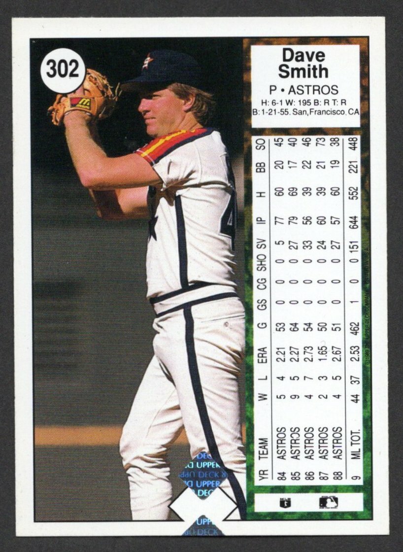 1989 Upper Deck #302 Dave Smith Hologram Alignment Error Oddball - Mint