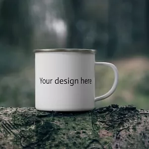 Personalisierbare Emaille Camping Tasse, persönliche Camping Tasse, Geschenk - Bild 1 von 6