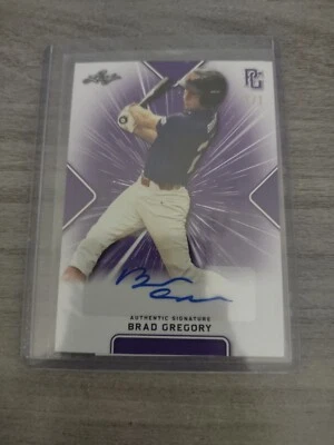 2021 Leaf Perfect Game Brad Gregory PURPLE PAPER PROOF AUTO 1/1 - Image 1 of 2